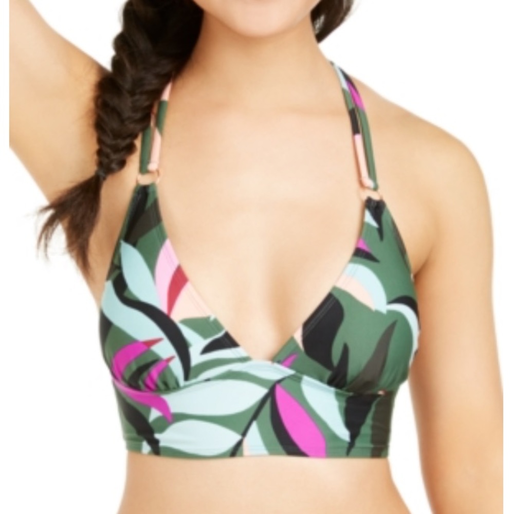 Macy’s NWT Junior’s Tropical Hula Honey Bikini Top Size XS Strappy Crisscross